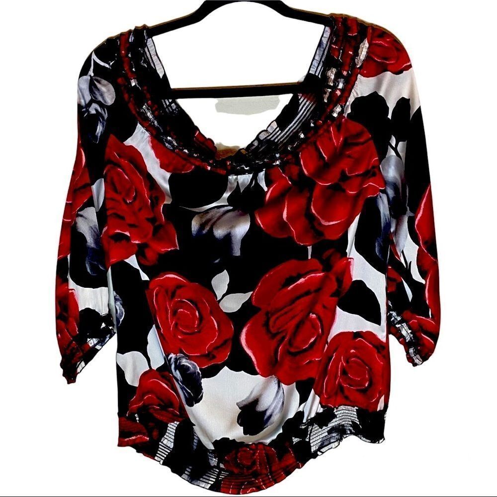 WHBM Silky Floral Top Sz M